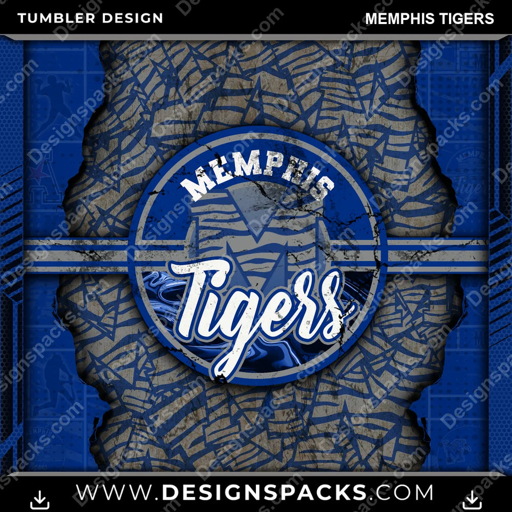 College Sport Ripped Memphis Tigers NCAA College Sport Tumbler Digital Wrap Design Download