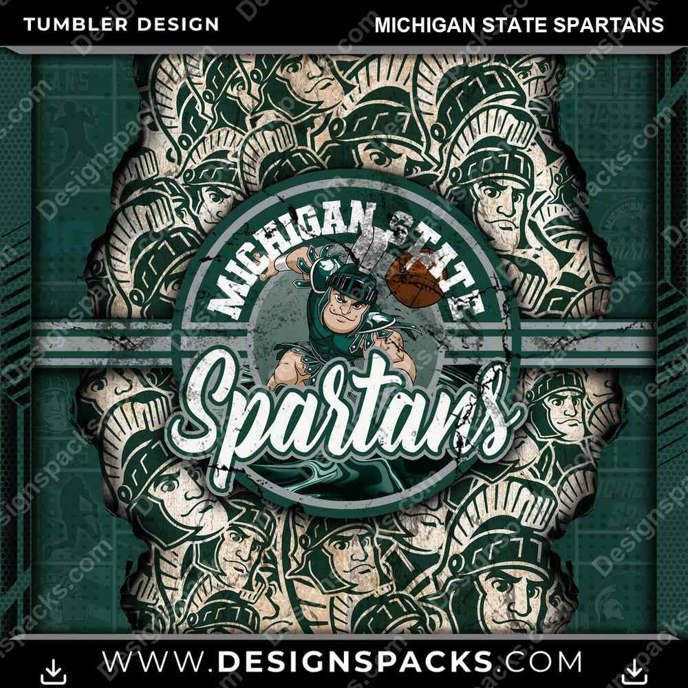 College Sport Ripped Michigan State Spartans NCAA College Sport Tumbler Digital Wrap Design Download
