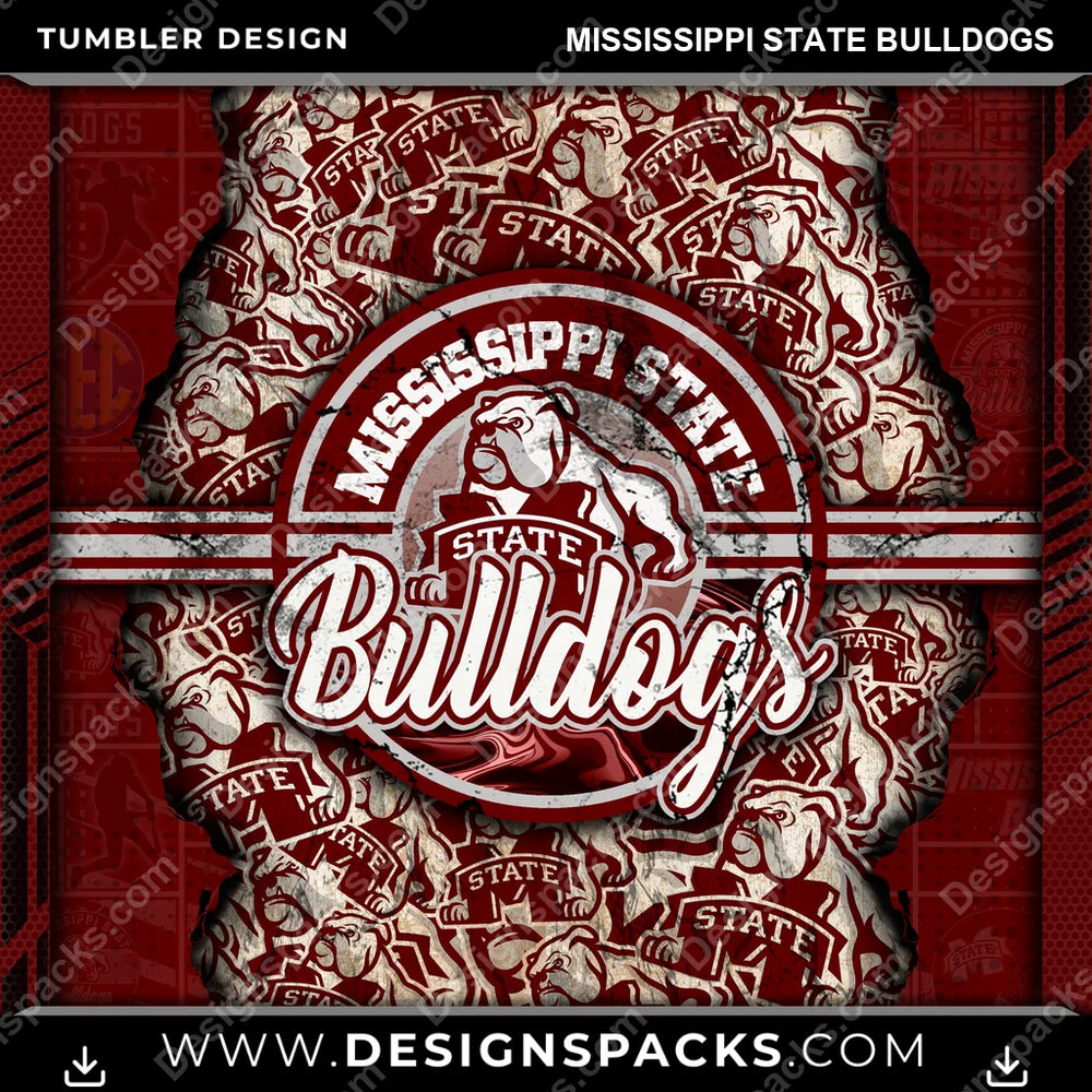 College Sport Ripped Mississippi State Bulldogs NCAA College Sport Tumbler Digital Wrap Design Download