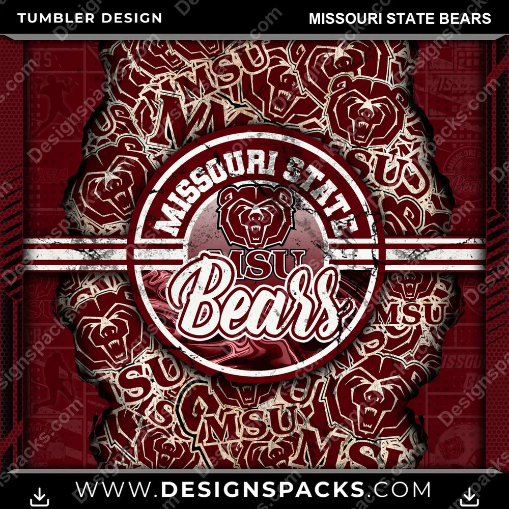 College Sport Ripped Missouri State Bears NCAA College Sport Tumbler Digital Wrap Design Download