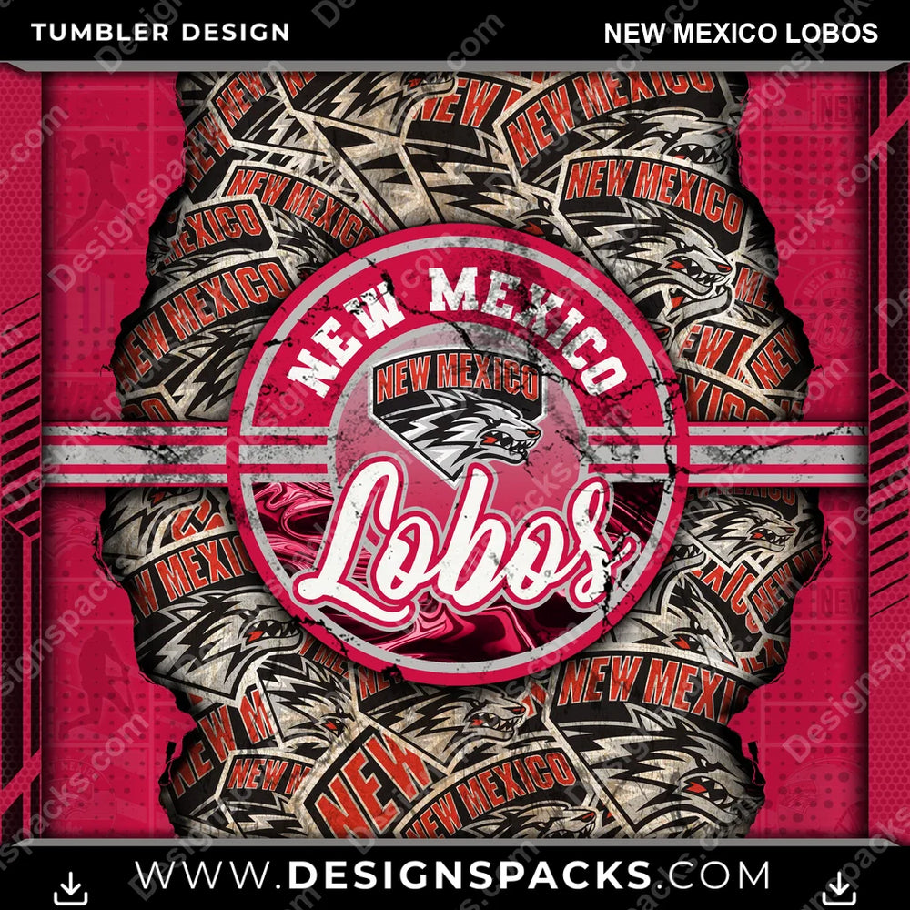 College Sport Ripped New Mexico Lobos NCAA College Sport Tumbler Digital Wrap Design Download