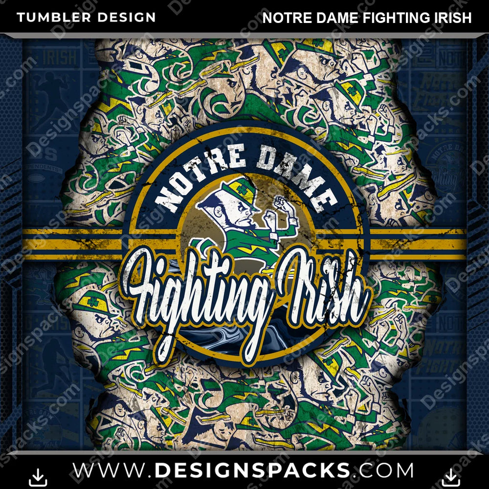 College Sport Ripped Notre Dame Fighting Irish NCAA College Sport Tumbler Digital Wrap Design Download