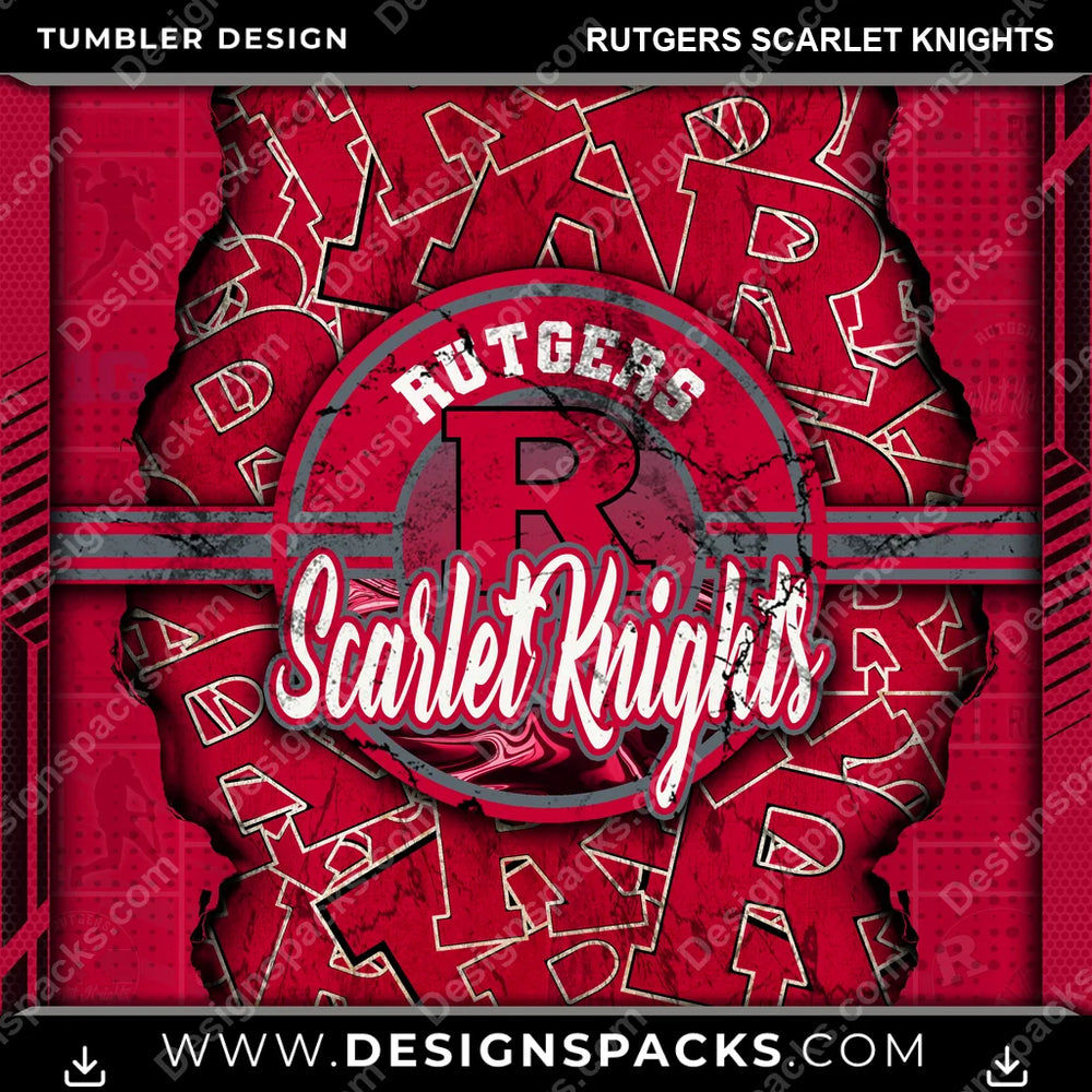 College Sport Ripped Rutgers Scarlet Knights NCAA College Sport Tumbler Digital Wrap Design Download