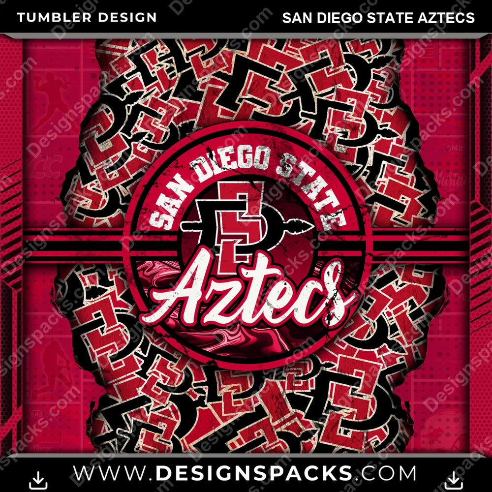 College Sport Ripped San Diego State Aztecs NCAA College Sport Tumbler Digital Wrap Design Download