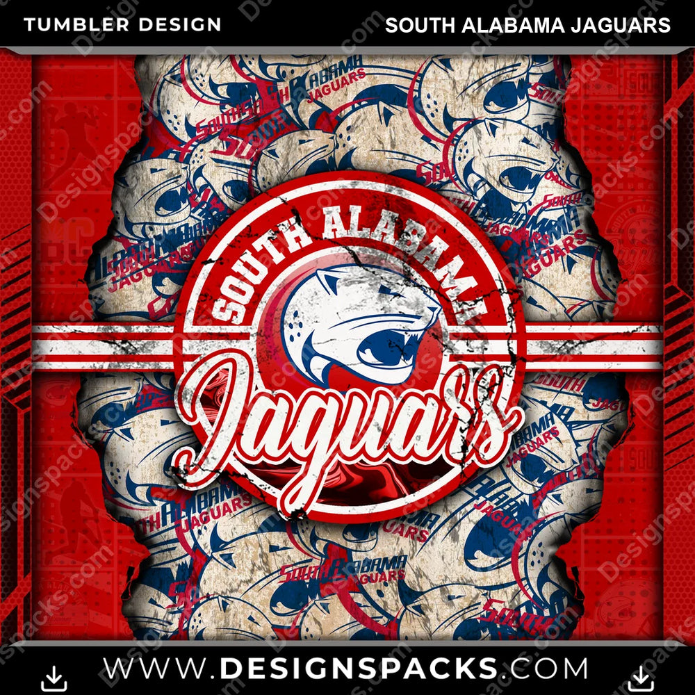 College Sport Ripped South Alabama Jaguars NCAA College Sport Tumbler Digital Wrap Design Download
