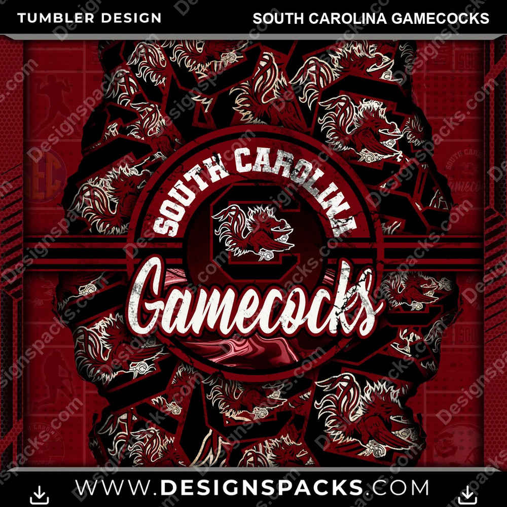College Sport Ripped South Carolina Gamecocks NCAA College Sport Tumbler Digital Wrap Design Download