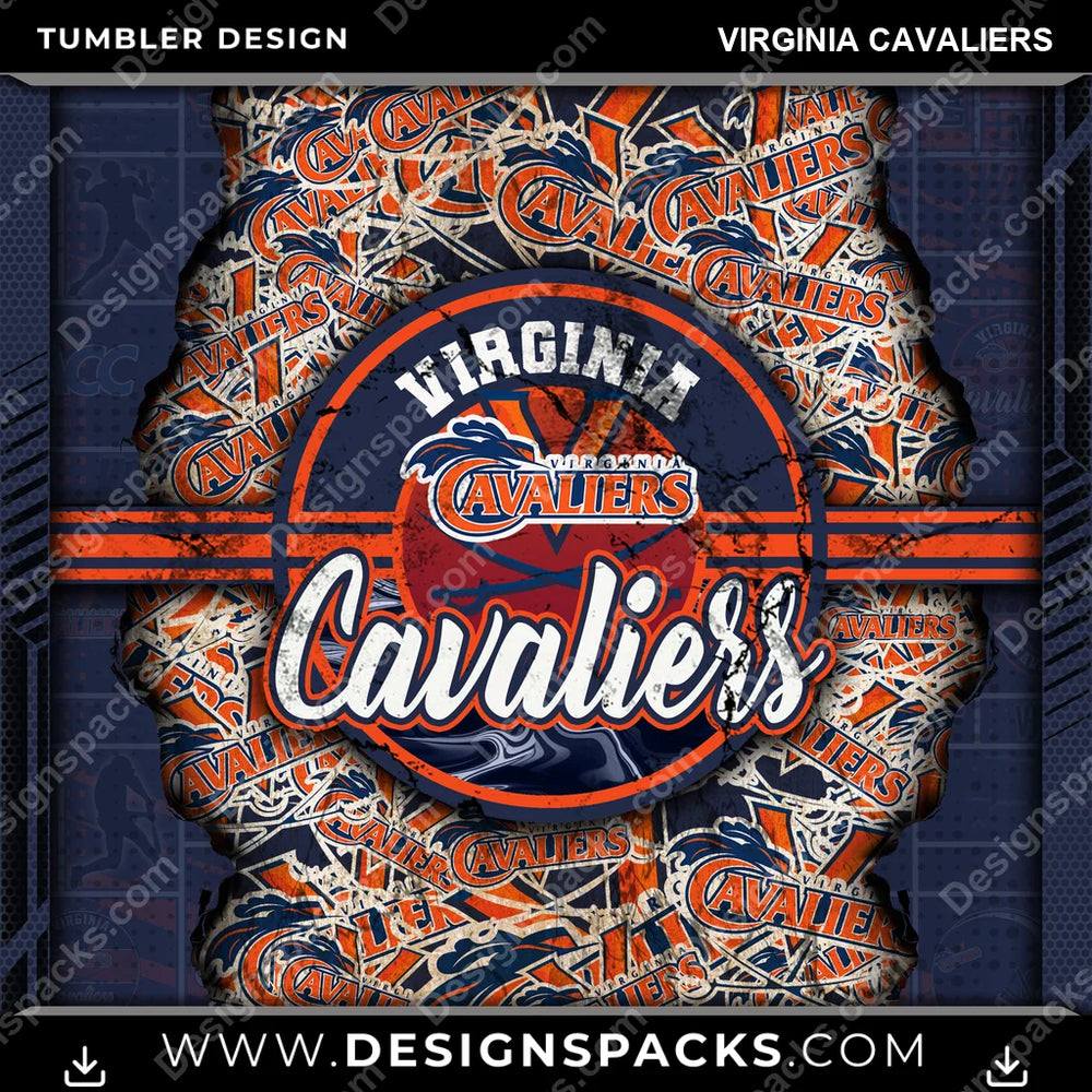 College Sport Ripped Virginia Cavaliers NCAA College Sport Tumbler Digital Wrap Design Download