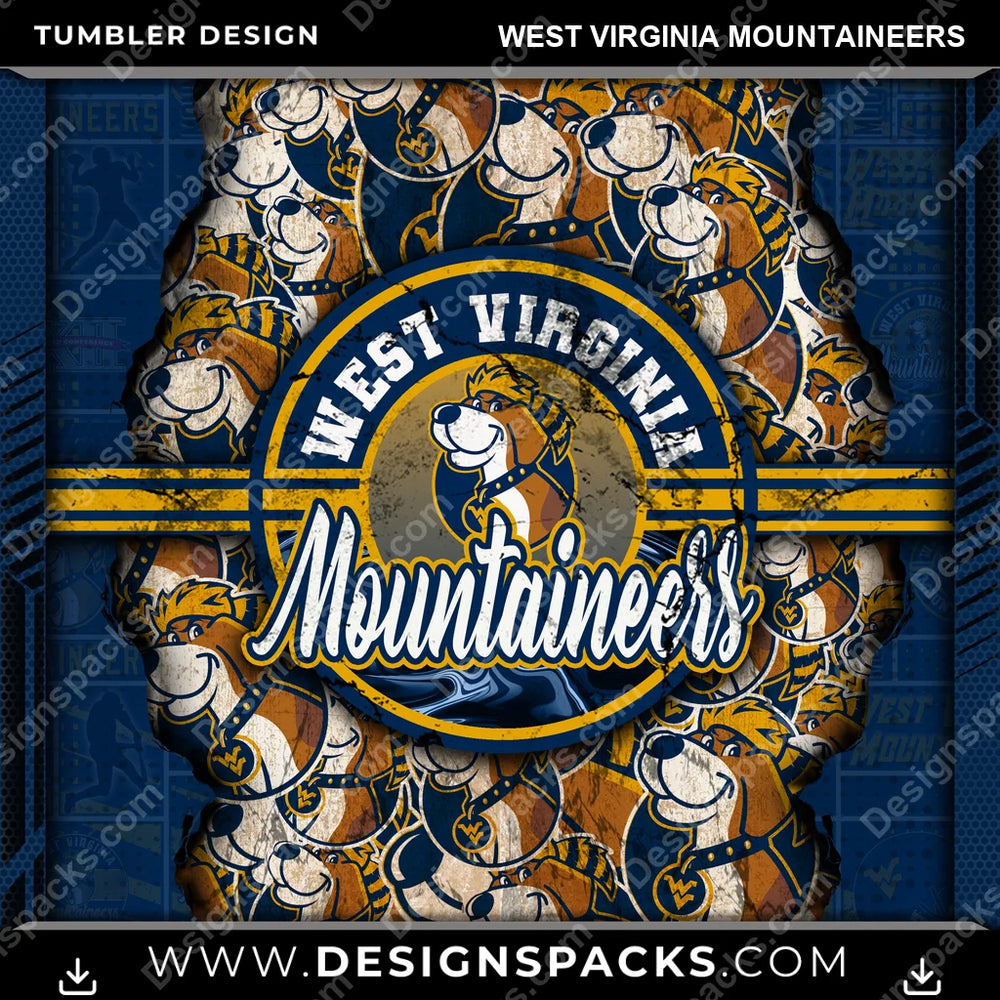 College Sport Ripped West Virginia Mountaineers NCAA College Sport Tumbler Digital Wrap Design Download