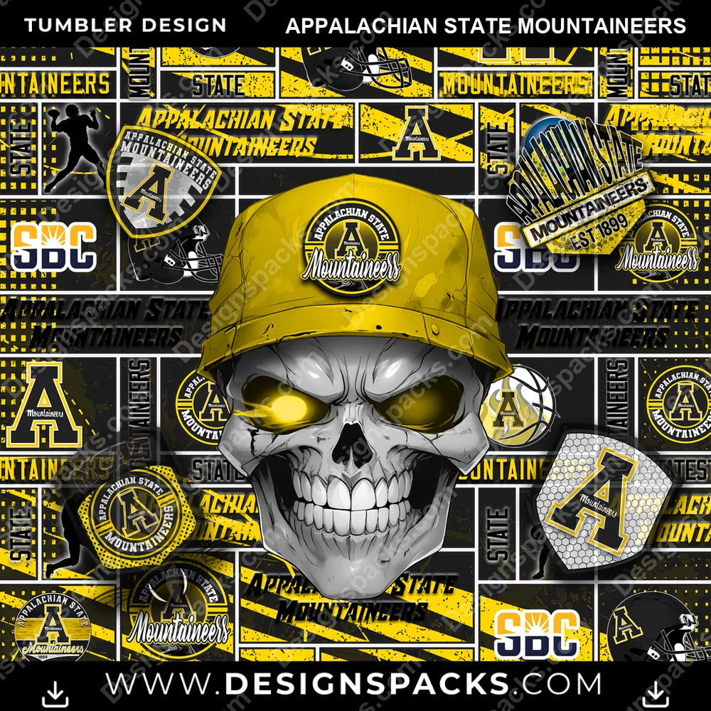 College Sport Skull Appalachian State Mountaineers NCAA College Sport Tumbler Digital Wrap Design Download