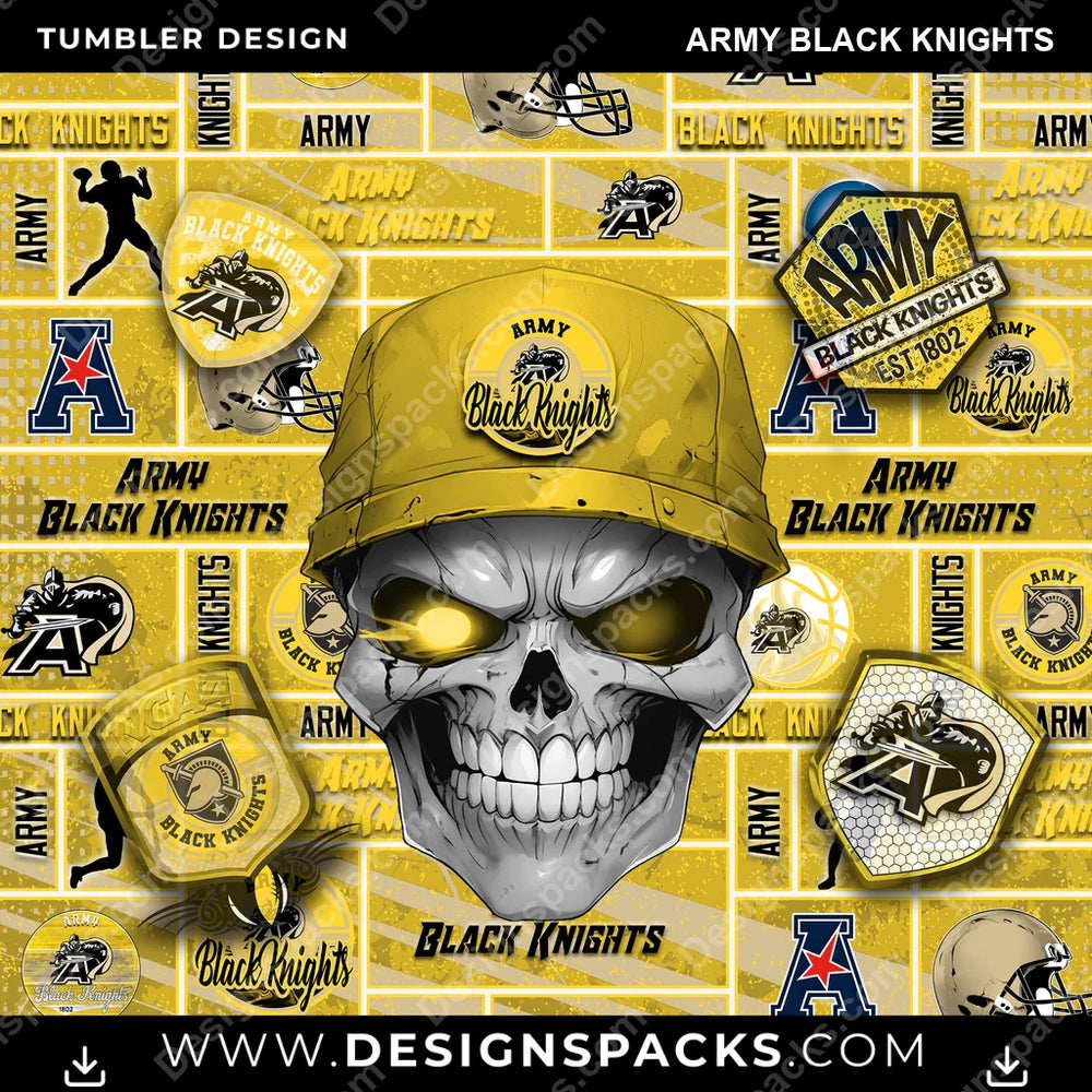 College Sport Skull Army Black Knights NCAA College Sport Tumbler Digital Wrap Design Download