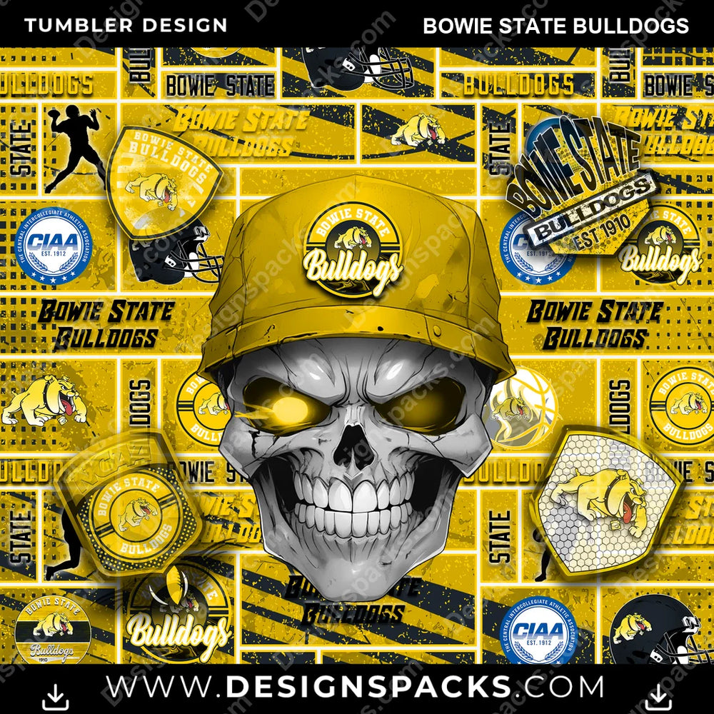 College Sport Skull Bowie State Bulldogs NCAA College Sport Tumbler Digital Wrap Design Download