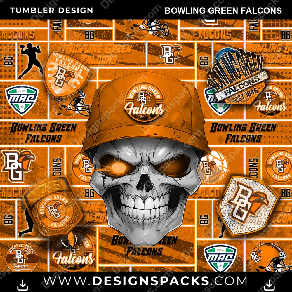 College Sport Skull Bowling Green Falcons NCAA College Sport Tumbler Digital Wrap Design Download