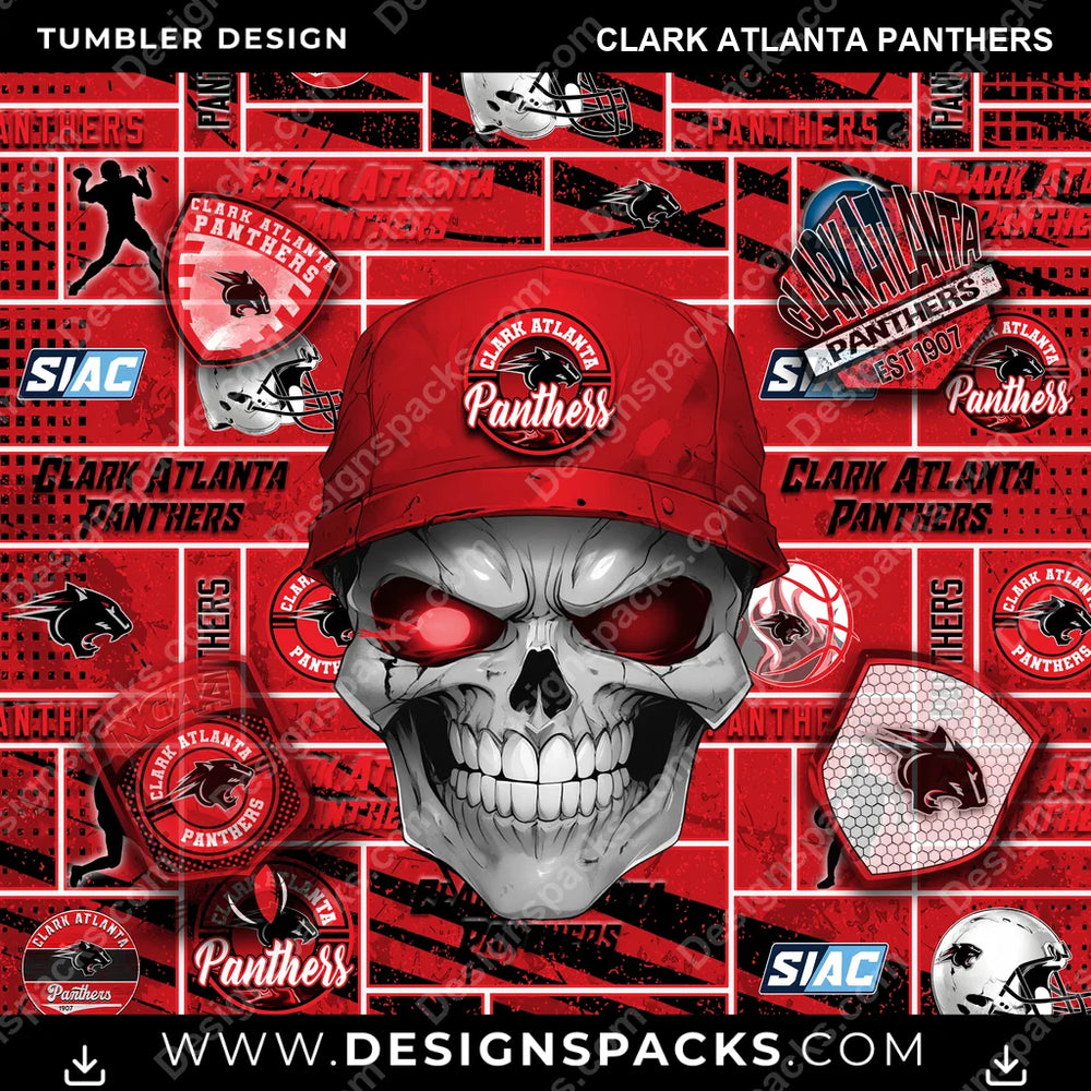 College Sport Skull Clark Atlanta Panthers NCAA College Sport Tumbler Digital Wrap Design Download
