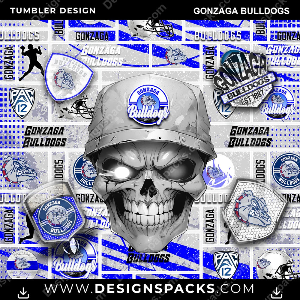 College Sport Skull Gonzaga Bulldogs NCAA College Sport Tumbler Digital Wrap Design Download