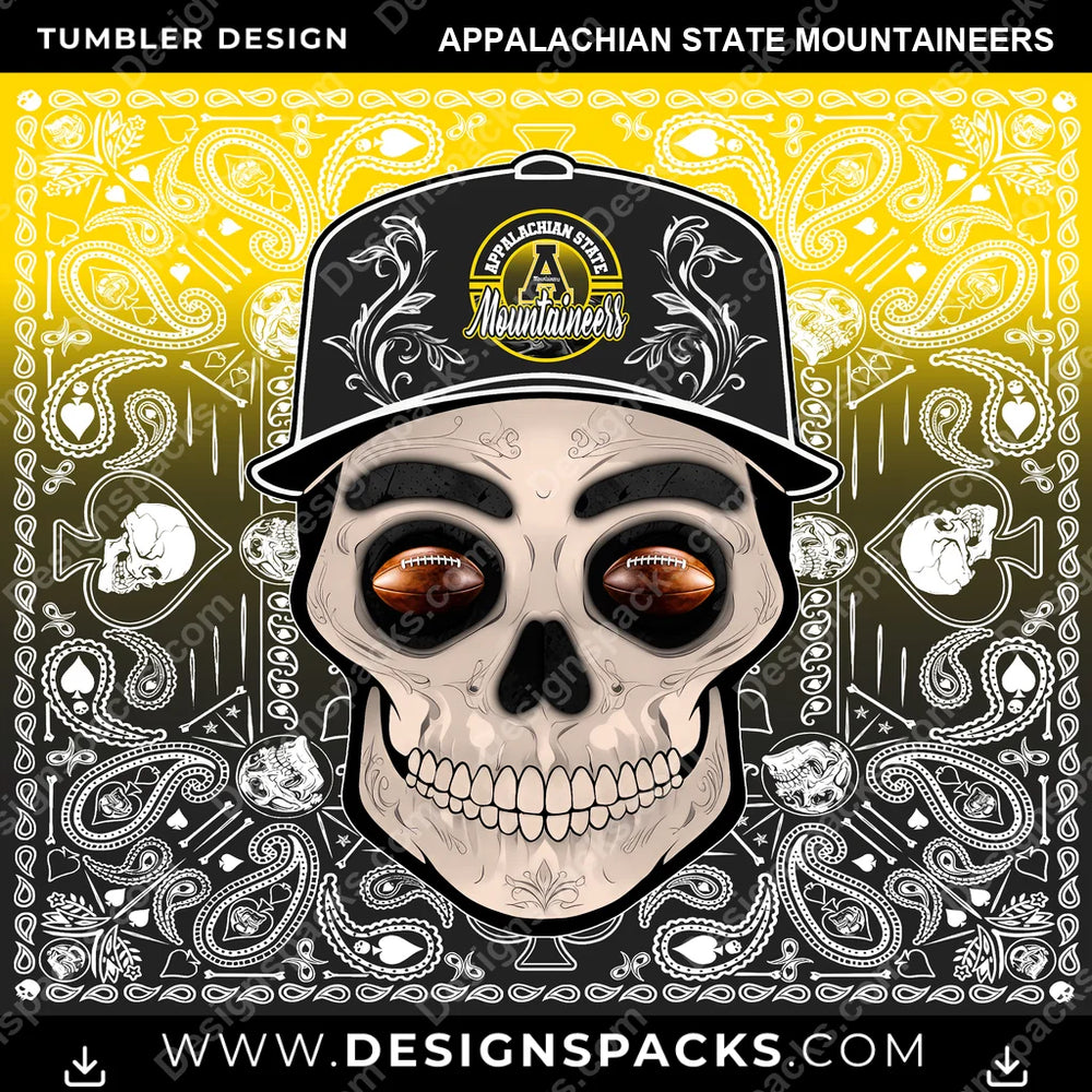 College Sport Skull Handkerchief Appalachian State Mountaineers NCAA College Sport Tumbler Digital Wrap Design Download