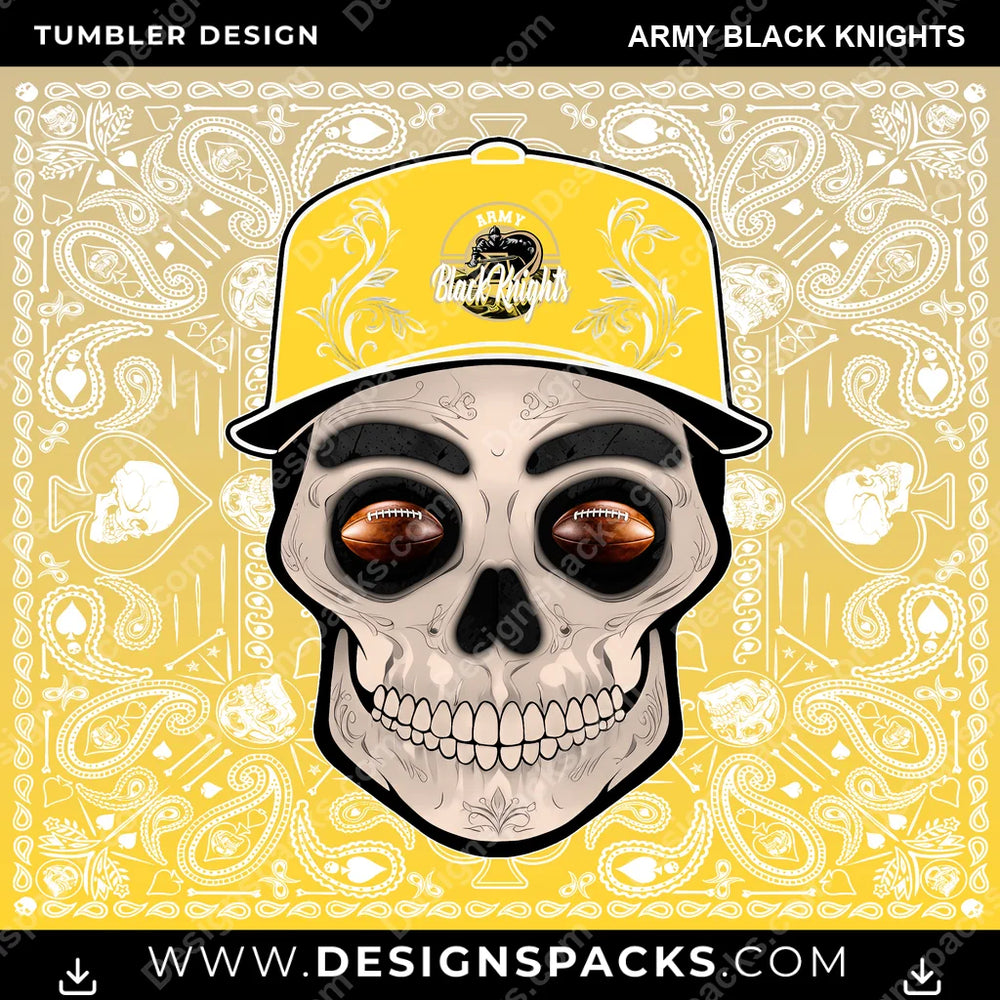 College Sport Skull Handkerchief Army Black Knights NCAA College Sport Tumbler Digital Wrap Design Download