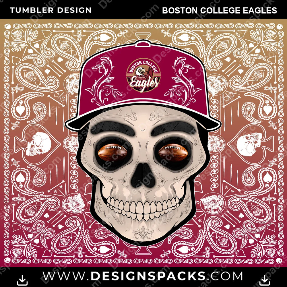 College Sport Skull Handkerchief Boston College Eagles NCAA College Sport Tumbler Digital Wrap Design Download