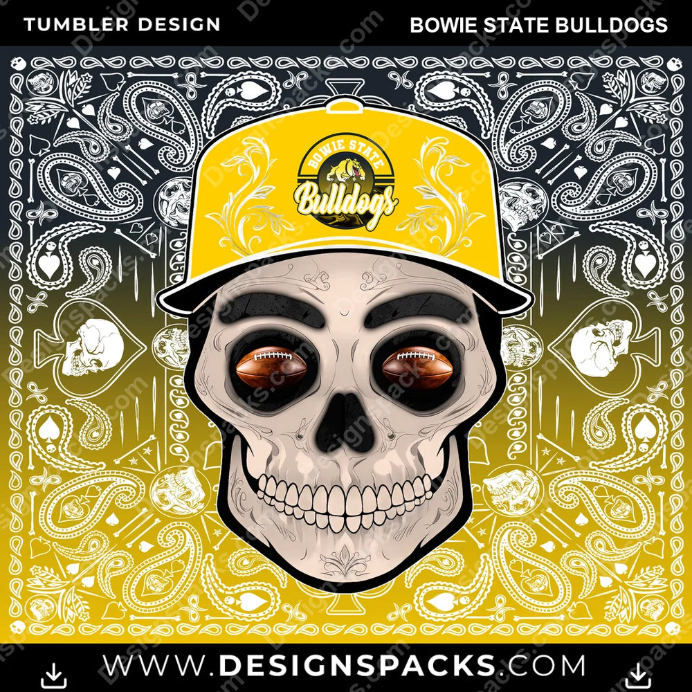 College Sport Skull Handkerchief Bowie State Bulldogs NCAA College Sport Tumbler Digital Wrap Design Download