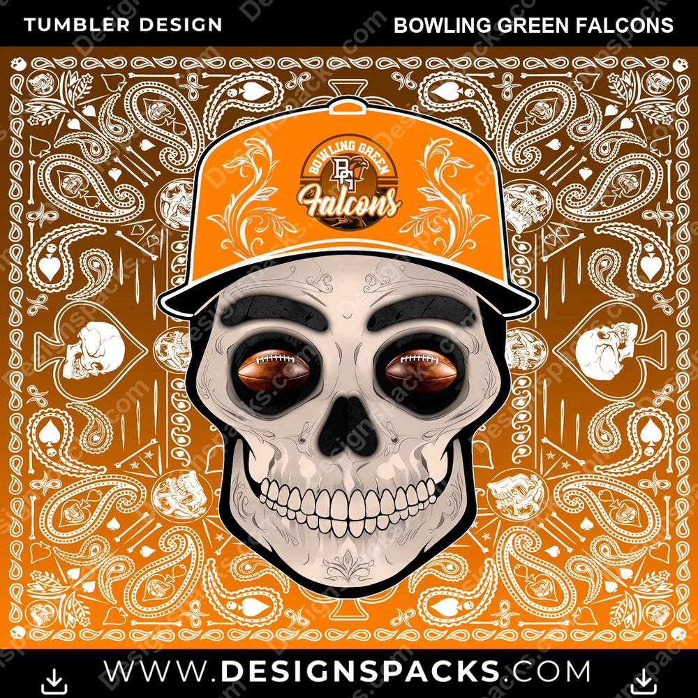 College Sport Skull Handkerchief Bowling Green Falcons NCAA College Sport Tumbler Digital Wrap Design Download