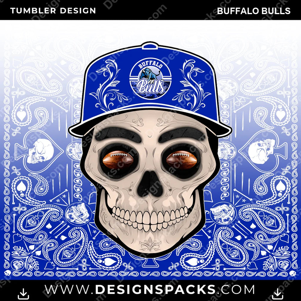 College Sport Skull Handkerchief Buffalo Bulls NCAA College Sport Tumbler Digital Wrap Design Download