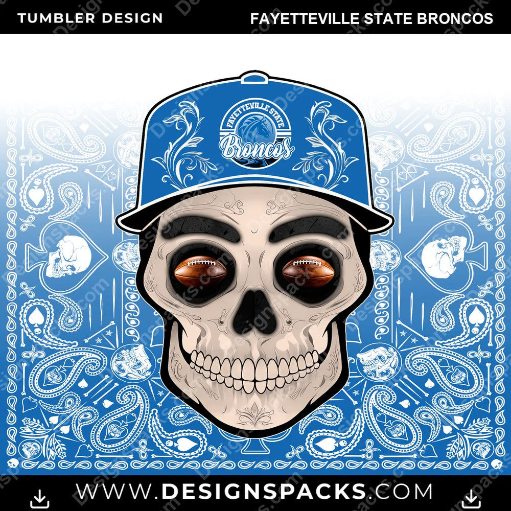 College Sport Skull Handkerchief Fayetteville State Broncos NCAA College Sport Tumbler Digital Wrap Design Download