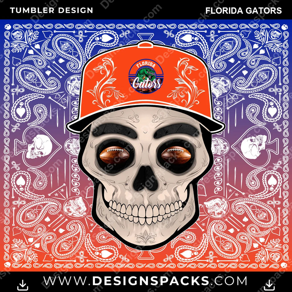 College Sport Skull Handkerchief Florida Gators NCAA College Sport Tumbler Digital Wrap Design Download