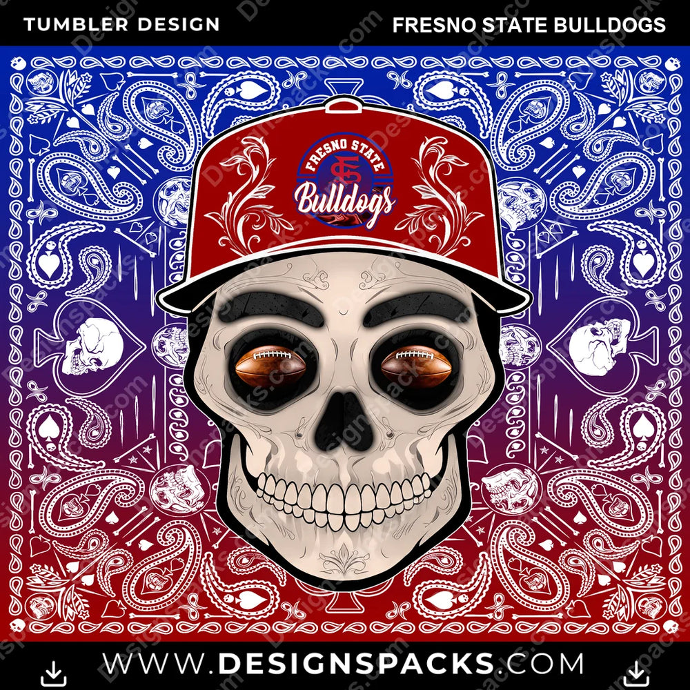 College Sport Skull Handkerchief Fresno State Bulldogs NCAA College Sport Tumbler Digital Wrap Design Download