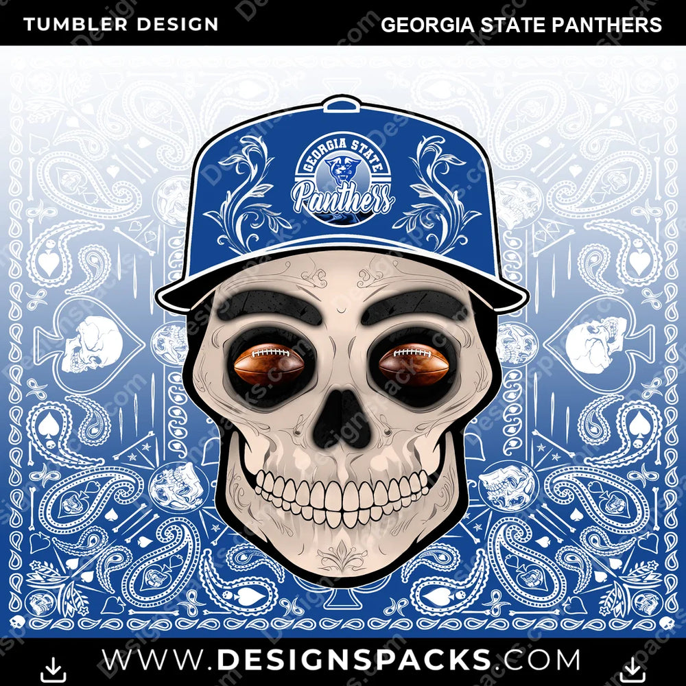 College Sport Skull Handkerchief Georgia State Panthers NCAA College Sport Tumbler Digital Wrap Design Download