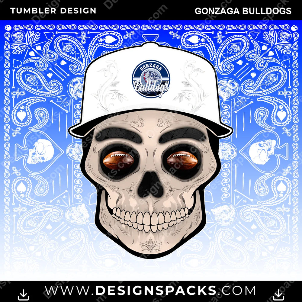 College Sport Skull Handkerchief Gonzaga Bulldogs NCAA College Sport Tumbler Digital Wrap Design Download