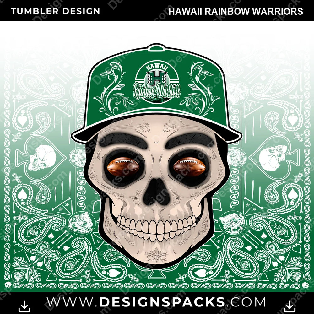 College Sport Skull Handkerchief Hawaii Rainbow Warriors NCAA College Sport Tumbler Digital Wrap Design Download