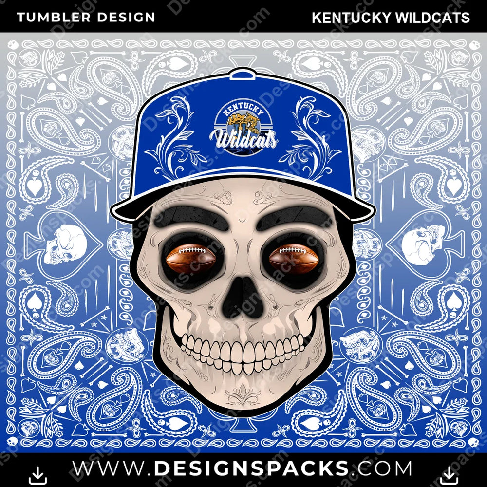 College Sport Skull Handkerchief Kentucky Wildcats NCAA College Sport Tumbler Digital Wrap Design Download