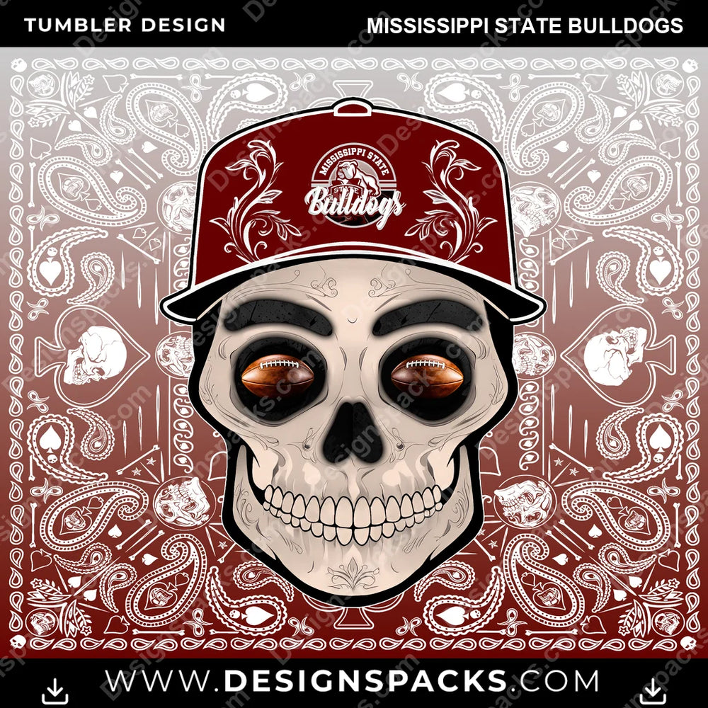College Sport Skull Handkerchief Mississippi State Bulldogs NCAA College Sport Tumbler Digital Wrap Design Download