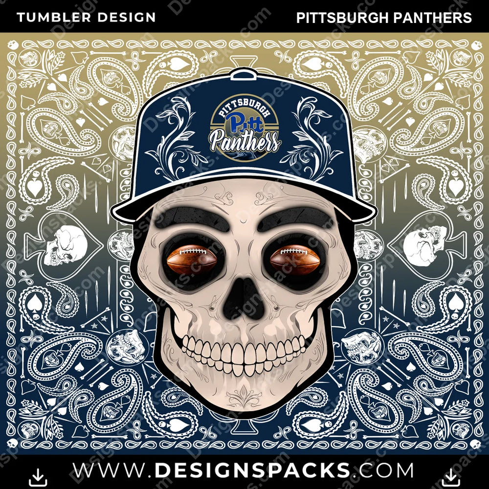 College Sport Skull Handkerchief Pittsburgh Panthers NCAA College Sport Tumbler Digital Wrap Design Download