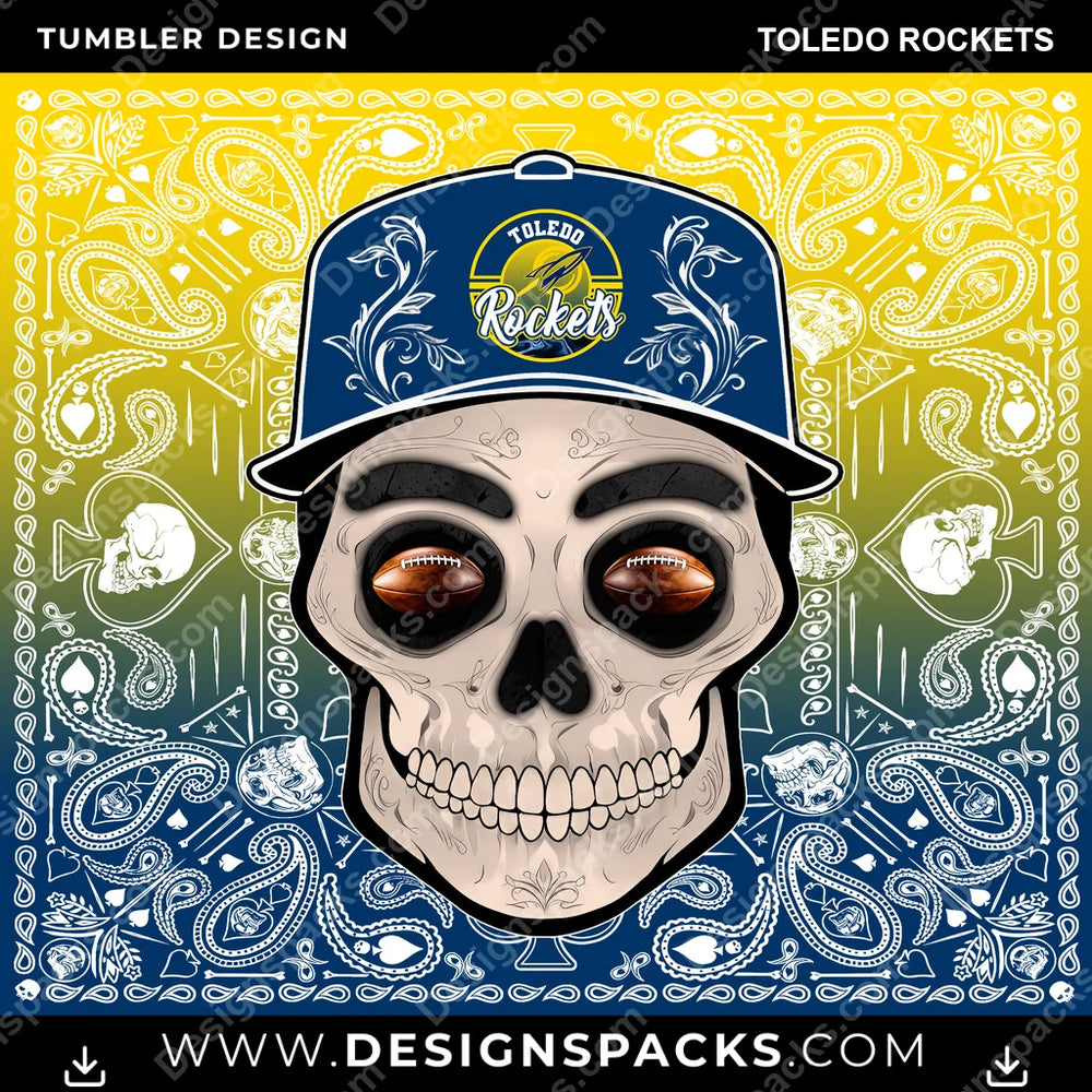 College Sport Skull Handkerchief Toledo Rockets NCAA College Sport Tumbler Digital Wrap Design Download
