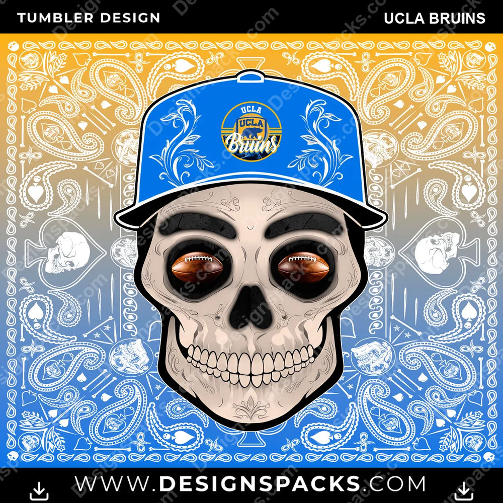 College Sport Skull Handkerchief UCLA Bruins NCAA College Sport Tumbler Digital Wrap Design Download