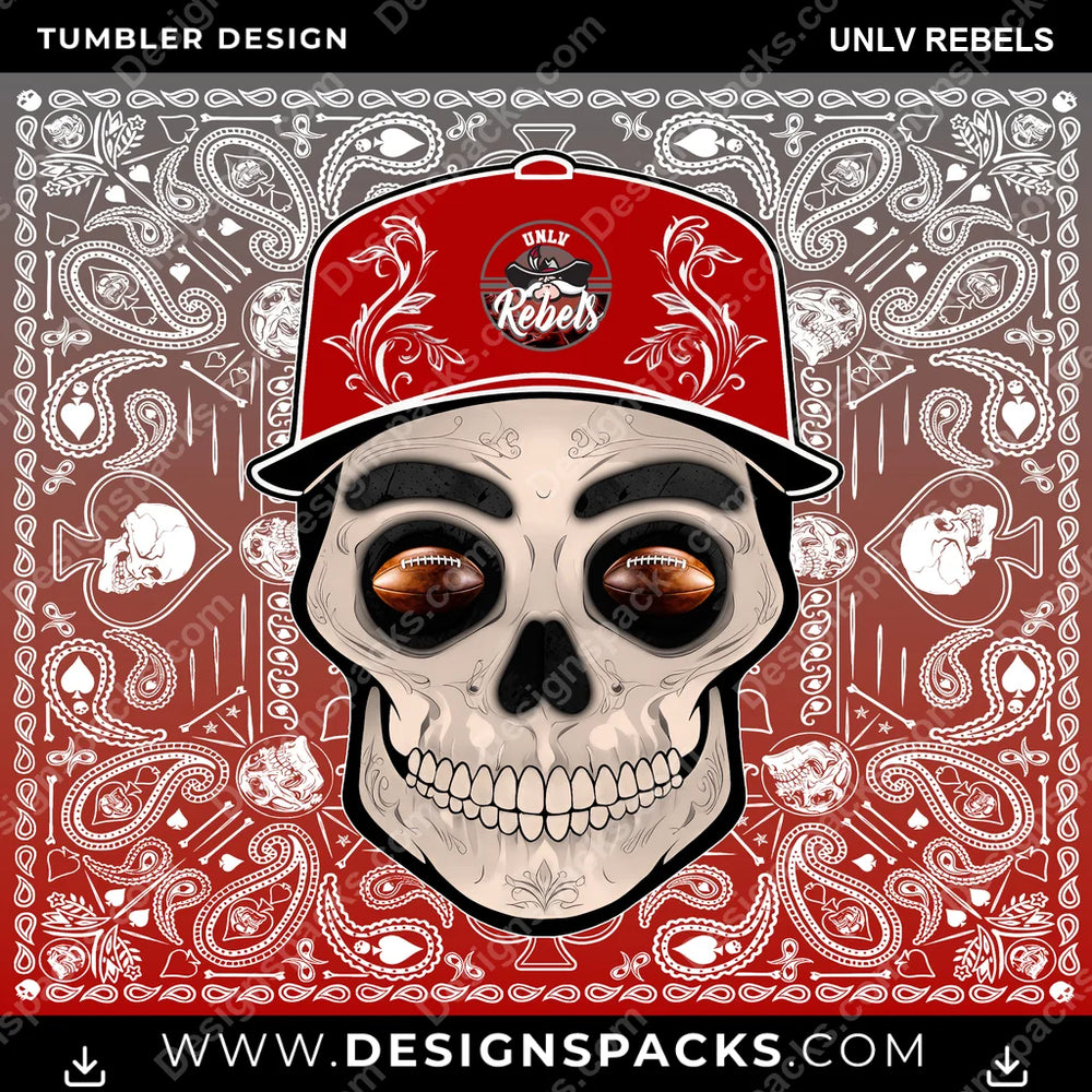 College Sport Skull Handkerchief UNLV Rebels NCAA College Sport Tumbler Digital Wrap Design Download