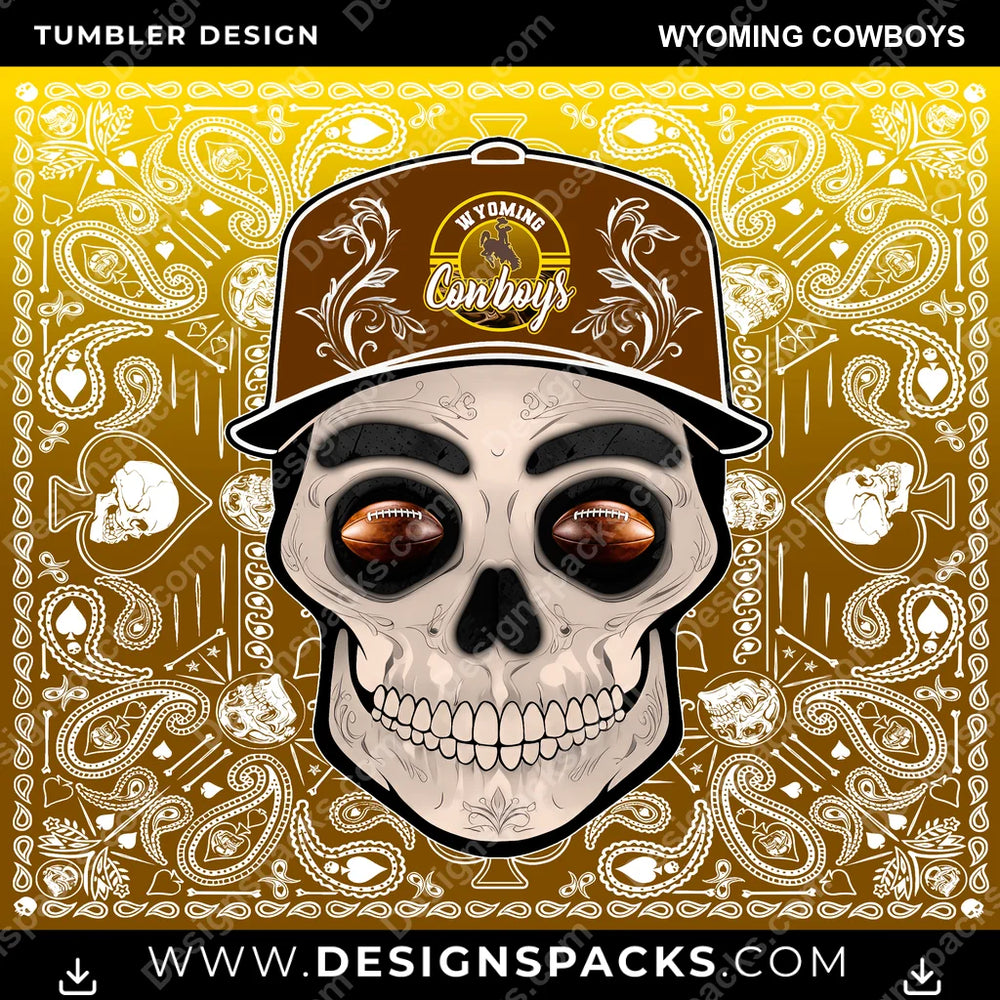 College Sport Skull Handkerchief Wyoming Cowboys NCAA College Sport Tumbler Digital Wrap Design Download