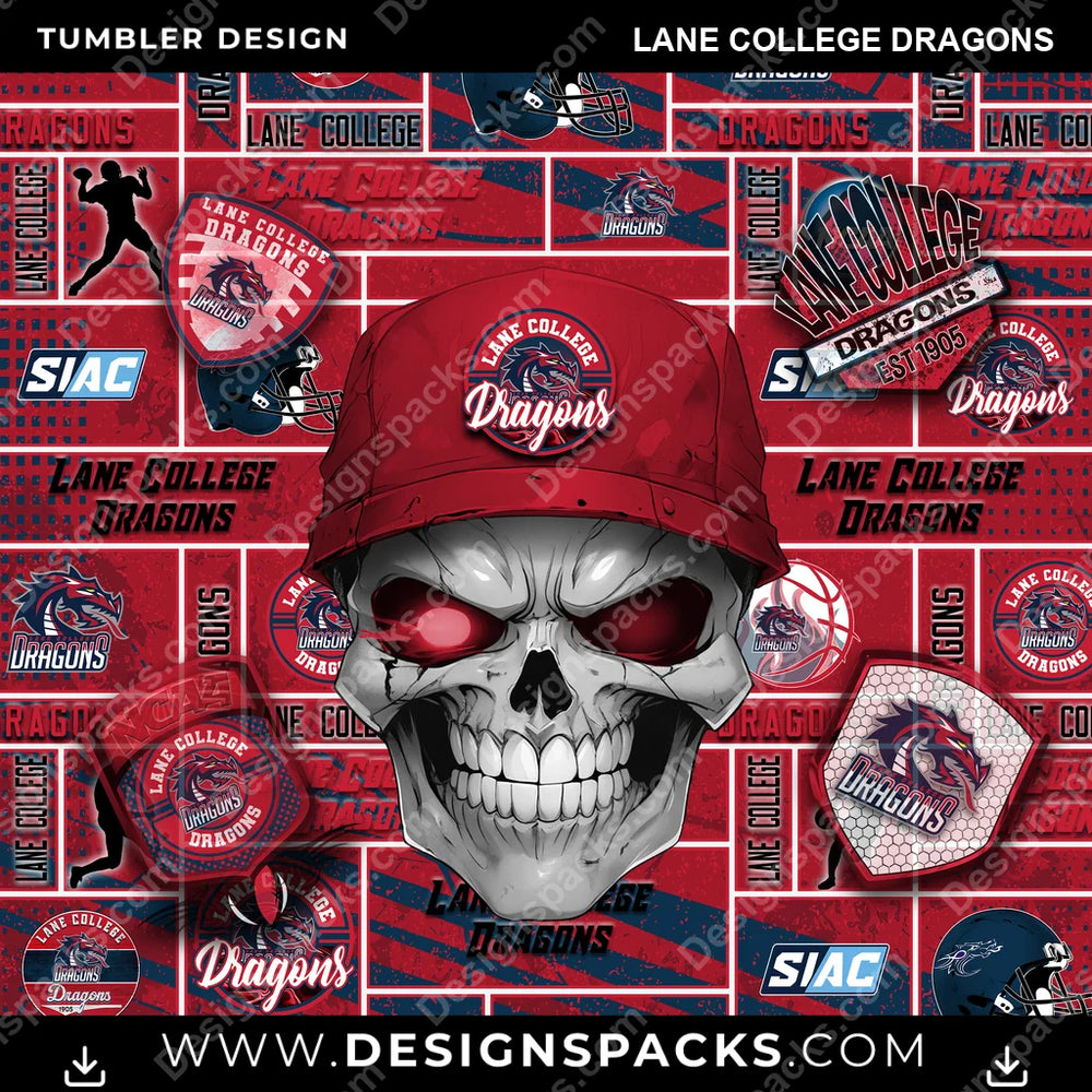 College Sport Skull Lane College Dragons NCAA College Sport Tumbler Digital Wrap Design Download