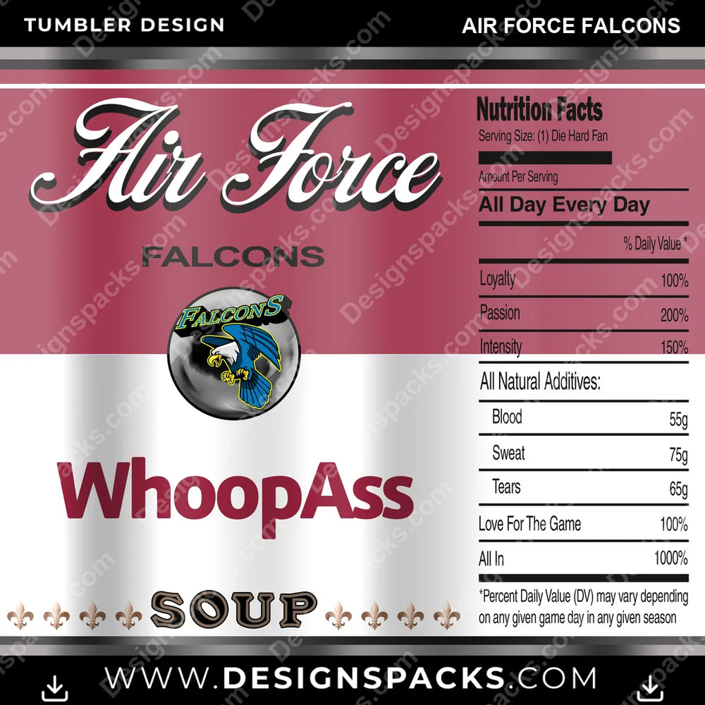College Sport Soup Can Air Force Falcons NCAA College Sport Tumbler Digital Wrap Design Download