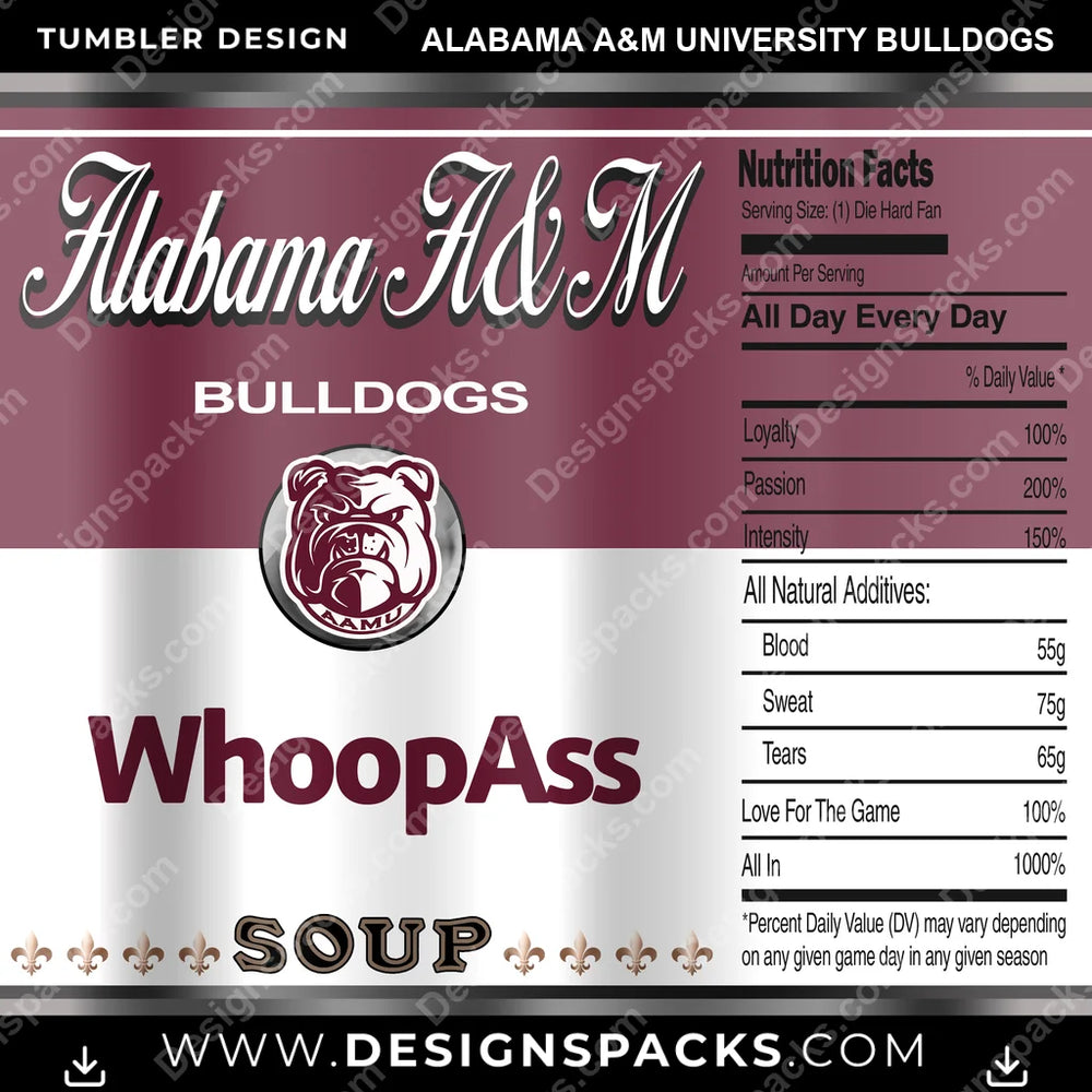College Sport Soup Can Alabama A&M University Bulldogs NCAA College Sport Tumbler Digital Wrap Design Download