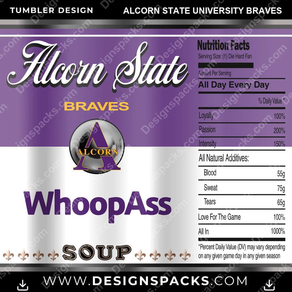 College Sport Soup Can Alcorn State University Braves NCAA College Sport Tumbler Digital Wrap Design Download