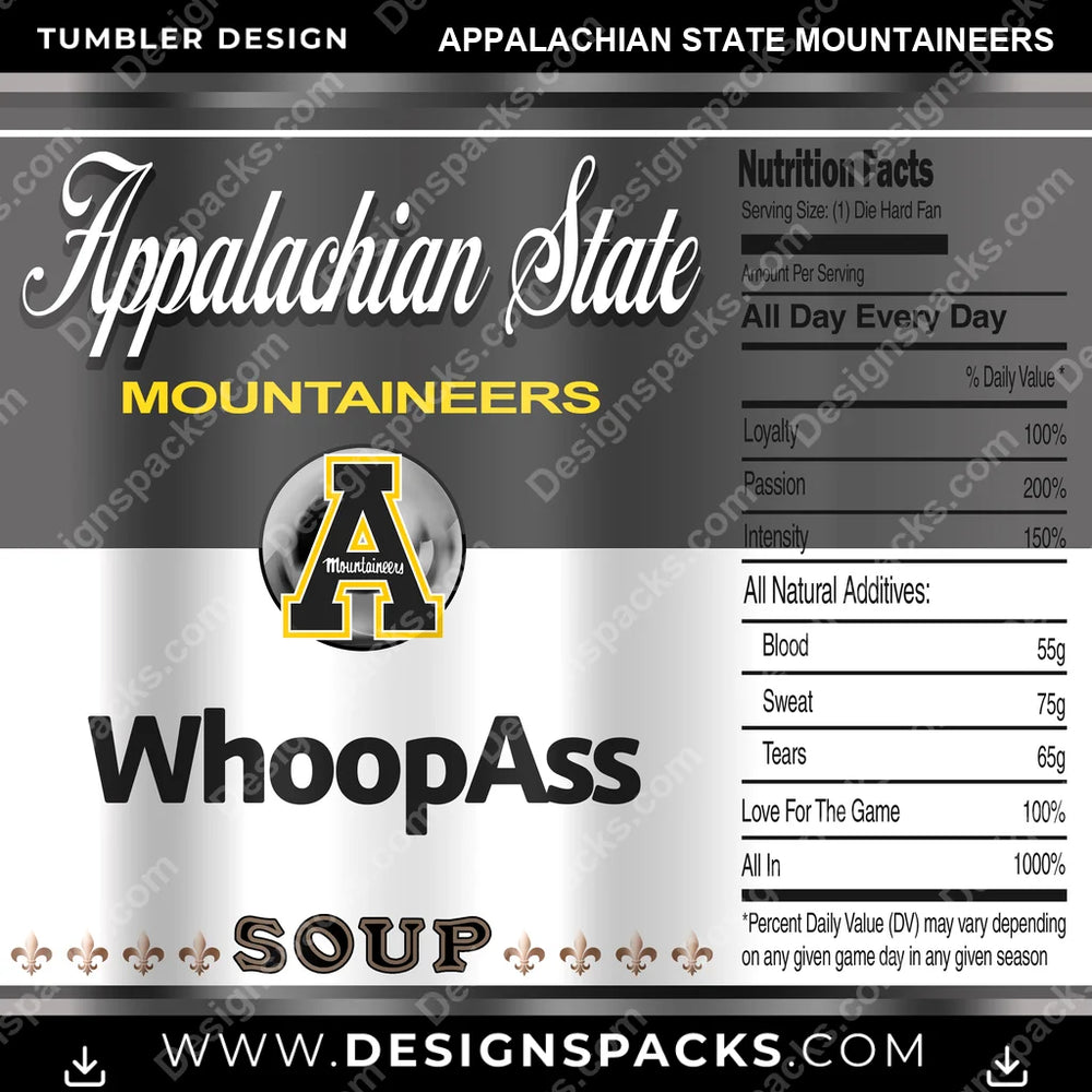 College Sport Soup Can Appalachian State Mountaineers NCAA College Sport Tumbler Digital Wrap Design Download