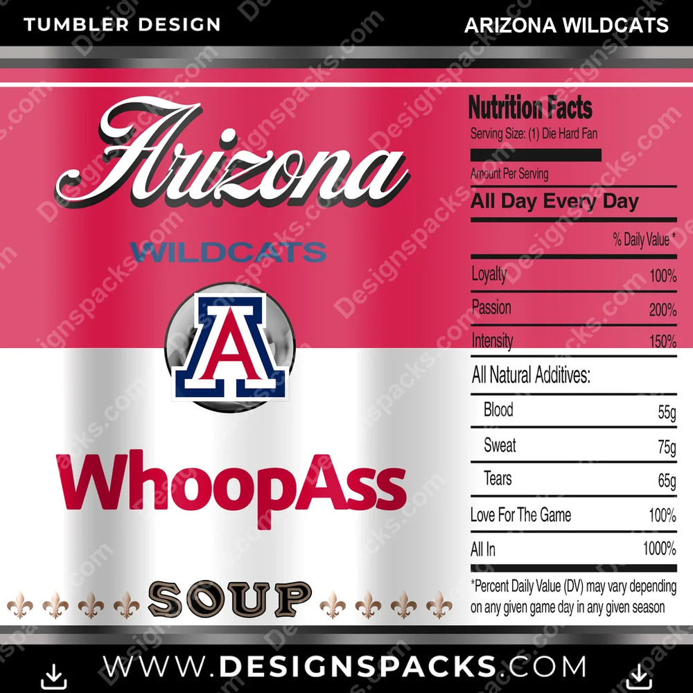 College Sport Soup Can Arizona Wildcats NCAA College Sport Tumbler Digital Wrap Design Download
