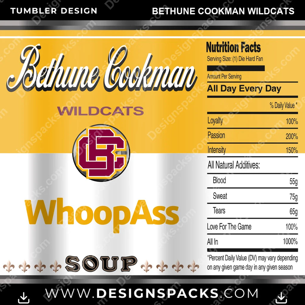 College Sport Soup Can Bethune Cookman Wildcats NCAA College Sport Tumbler Digital Wrap Design Download