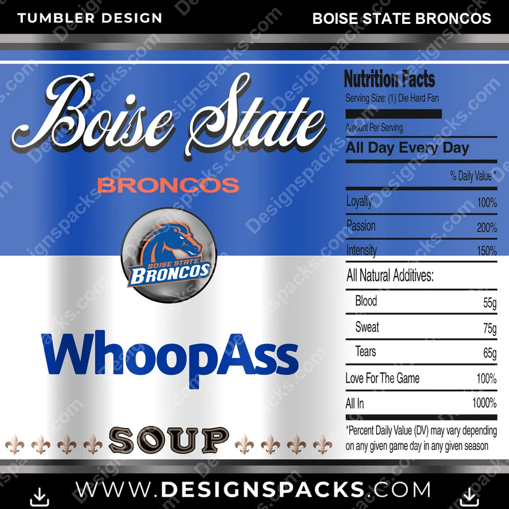 College Sport Soup Can Boise State Broncos NCAA College Sport Tumbler Digital Wrap Design Download