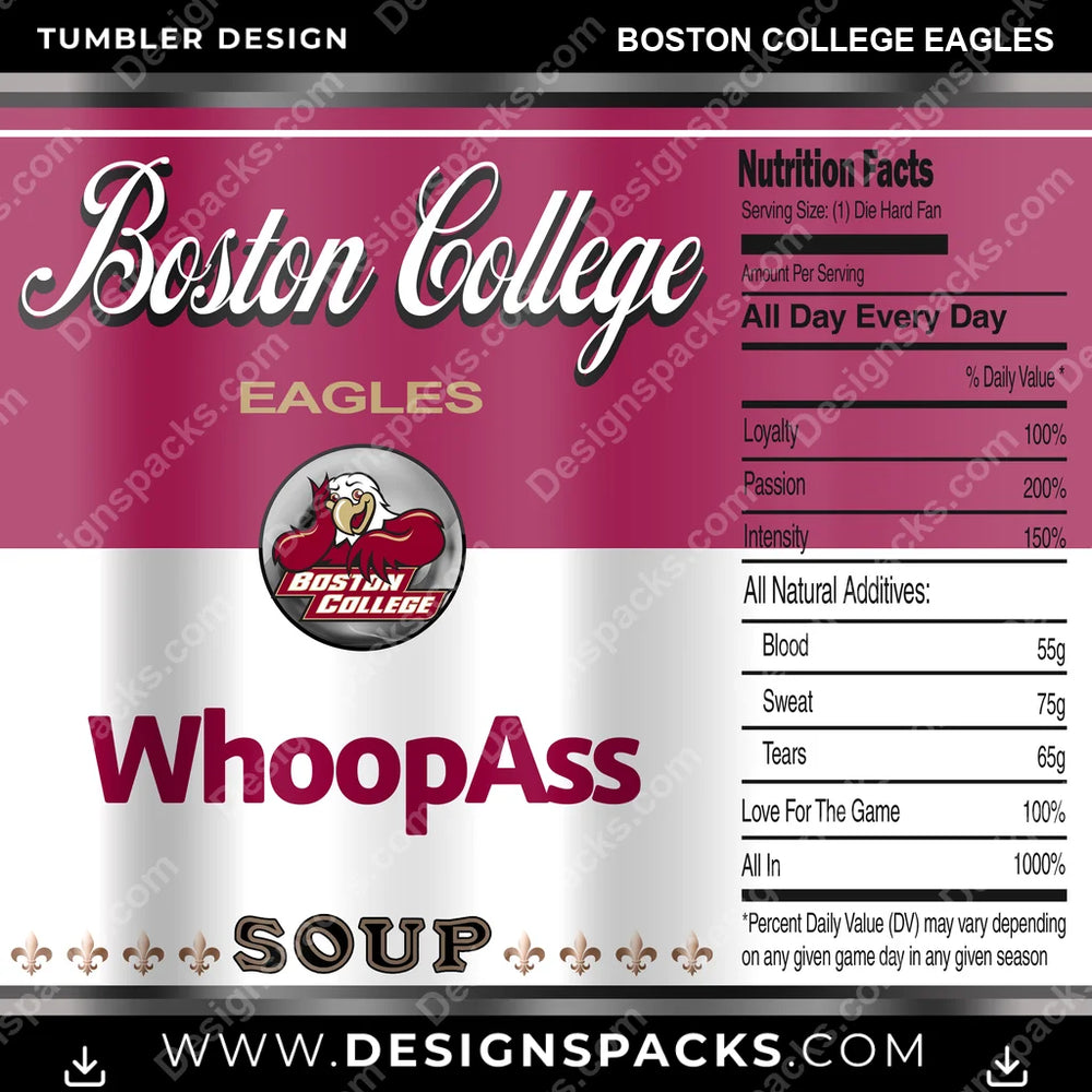 College Sport Soup Can Boston College Eagles NCAA College Sport Tumbler Digital Wrap Design Download