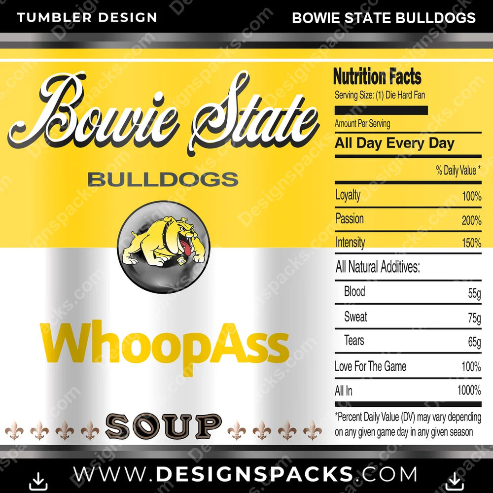 College Sport Soup Can Bowie State Bulldogs NCAA College Sport Tumbler Digital Wrap Design Download