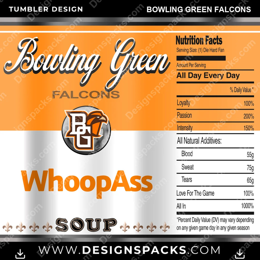 College Sport Soup Can Bowling Green Falcons NCAA College Sport Tumbler Digital Wrap Design Download