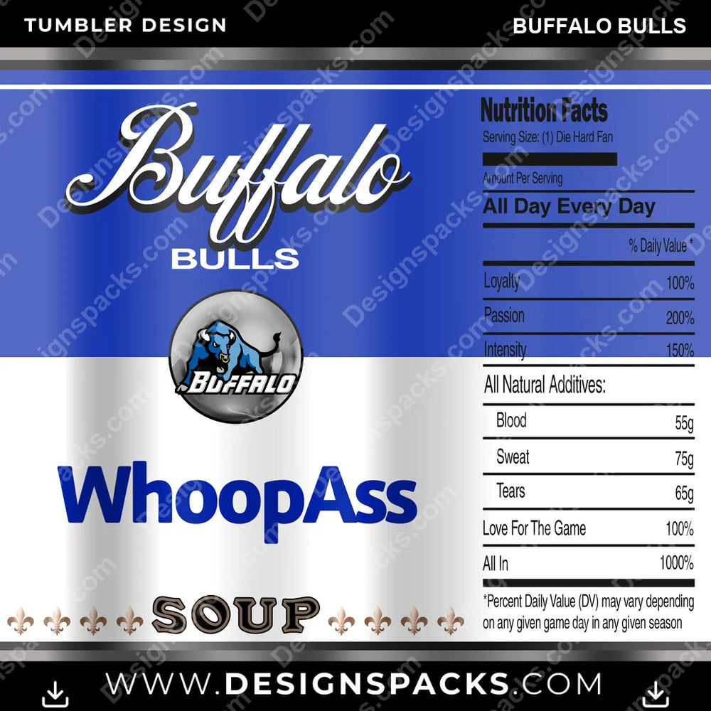 College Sport Soup Can Buffalo Bulls NCAA College Sport Tumbler Digital Wrap Design Download
