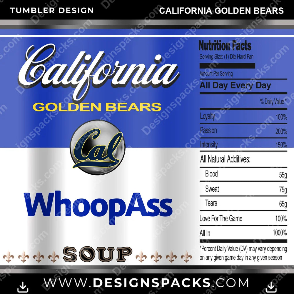 College Sport Soup Can California Golden Bears NCAA College Sport Tumbler Digital Wrap Design Download